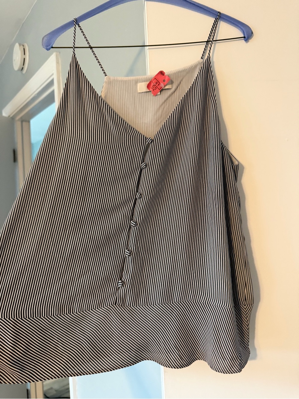LOFT Black & White Striped Spaghetti Strap Camisole